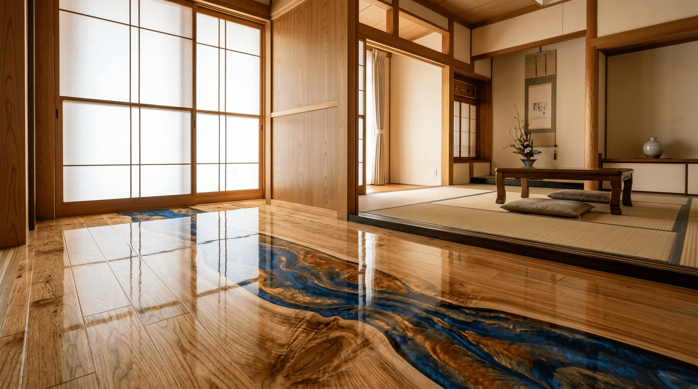 レジンアートフローリング塗装